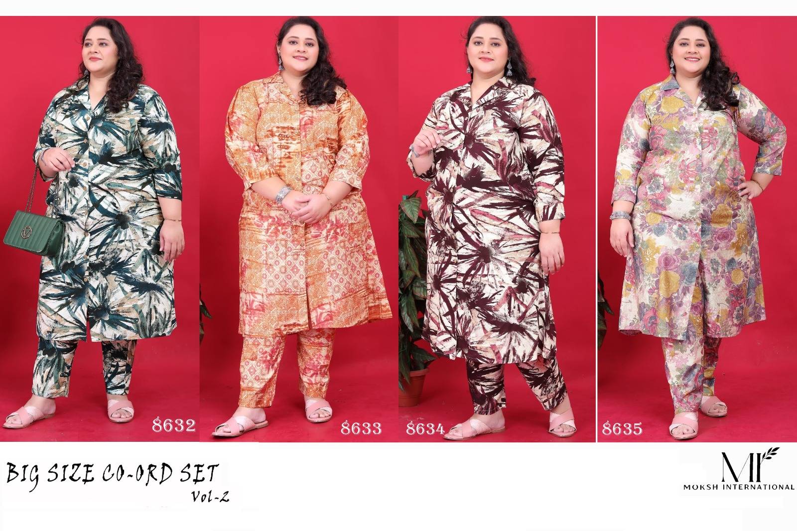 Big Size Co-ord set vol-2 BY Moksh International  8632 to 8635 series Stylish Fancy stitched co ord sets At Wholesale Price